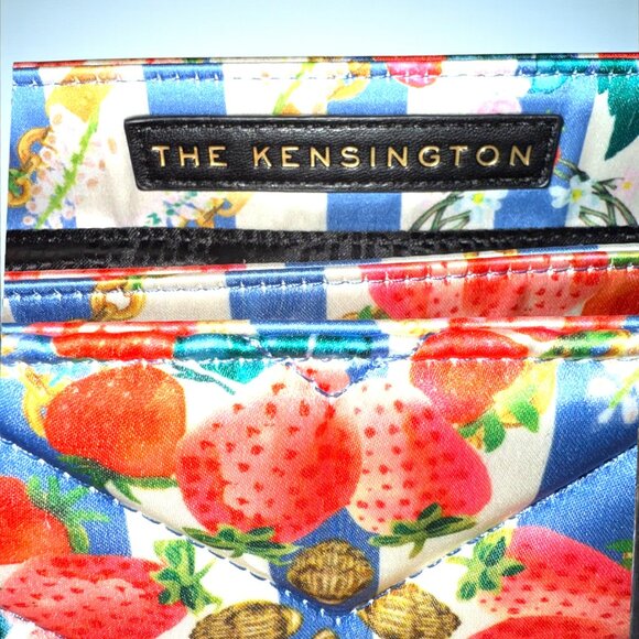 Kurt Geiger Kensington Bag Blue Stripe Strawberry Satin Scarf Shoulder Bag - NEW - Picture 9 of 11